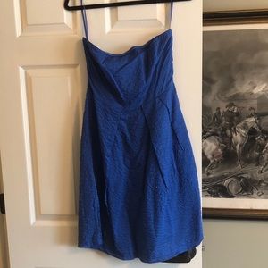 Strapless blue dress